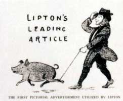 Early cartoon displayed in Lipton’s shops